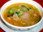 ラム肉とチンゲン菜のピリ辛スープ